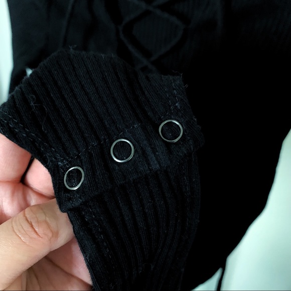 Ribbed Lace-Up Bodysuit - Picture 3 of 3